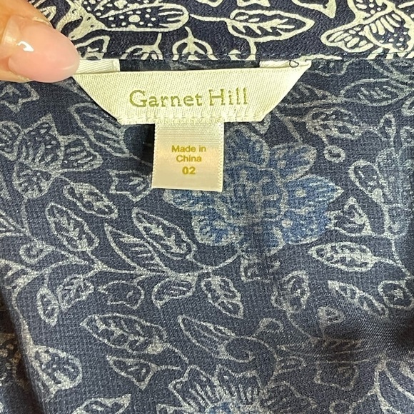 Garnet Hill silk Blue Floral Mini Dress, collar, Sleeveless, Size 2 - Picture 9 of 11